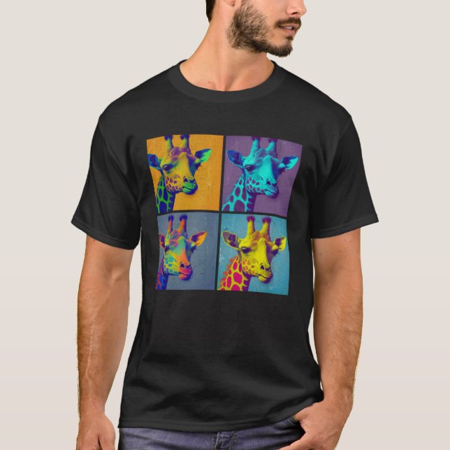 Giraffe Pop Illustration Colorful Animal Women T-Shirt (Front)