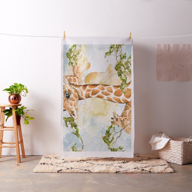 Giraffe Portrait Animal Picture Fabric (In Situ)