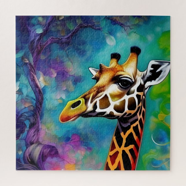 Giraffe Portrait Colourful Jigsaw Puzzle (Vertical)
