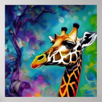 Giraffe Portrait Colourful