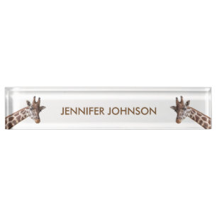 Giraffe Portraits Personalised Name Nameplate