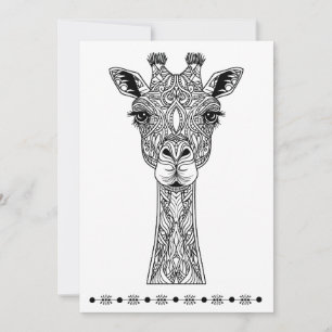 Giraffe, Print and Colour Card, Thinking of You Holiday Card