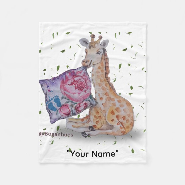 Giraffe Print Baby Fleece Blanket (Front)