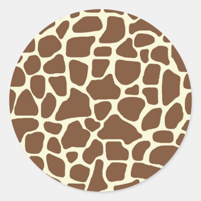 Giraffe print classic round sticker (Front)