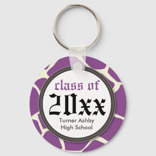 Giraffe Print Customised Graduation Keychain lilac