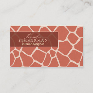 Giraffe Print Designer Business Card :: Coral