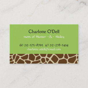 giraffe print green mummy card