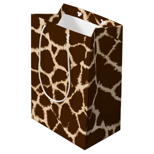 Giraffe Print Medium Gift Bag (Back Angled)