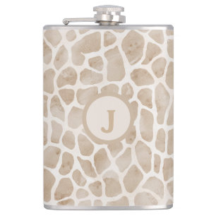 Giraffe Print Monogram Hip Flask