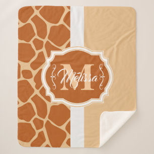 Giraffe Print Monogram Sherpa Blanket