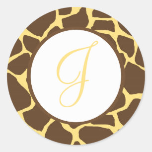 Giraffe Print Monogrammed Stickers