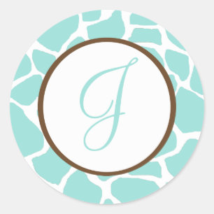 Giraffe Print Monogrammed Stickers