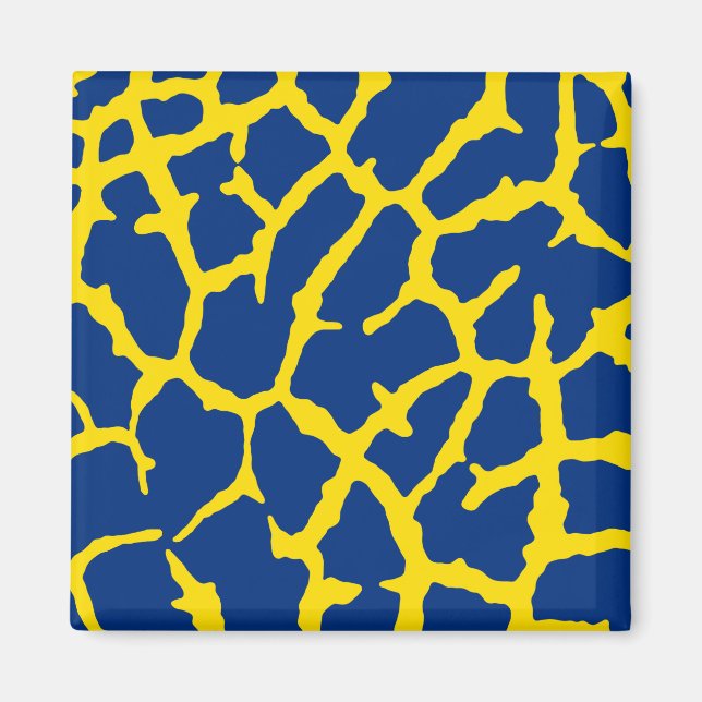 Giraffe Print Navy Yellow Magnet (Front)