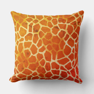 Giraffe Print Orange Yellow Abstract Throw Pillow