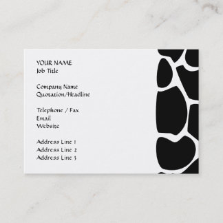 Giraffe Print Pattern. Animal Print Design, Black Business Card