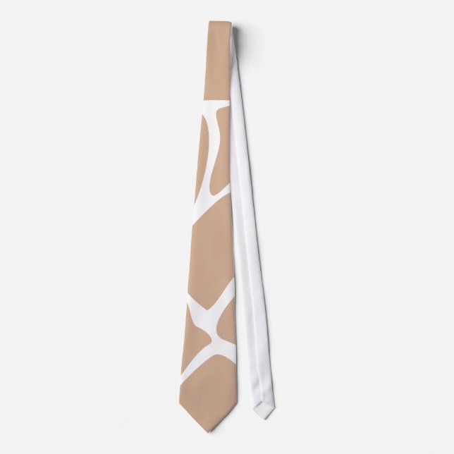 Giraffe Print Pattern in Beige. Tie (Front)