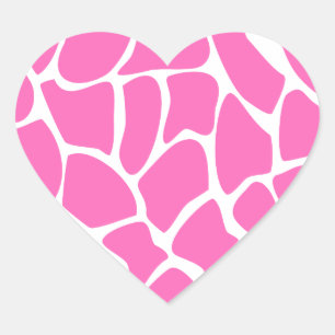 Giraffe Print Pattern in Bright Pink. Heart Sticker
