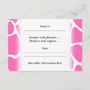 Giraffe Print Pattern in Bright Pink. RSVP Card