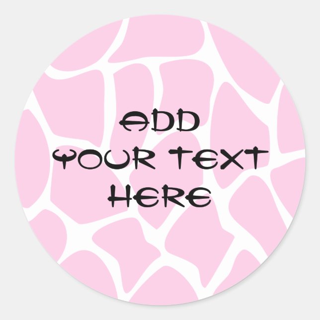 Giraffe Print Pattern in Candy Pink. Classic Round Sticker (Front)