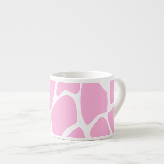 Giraffe Print Pattern in Candy Pink. Espresso Cup (Front Right)