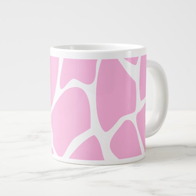 Giraffe Print Pattern in Candy Pink. Large Coffee Mug (Front Right)