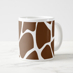 Giraffe Print Pattern in Dark Brown. Large Coffee Mug