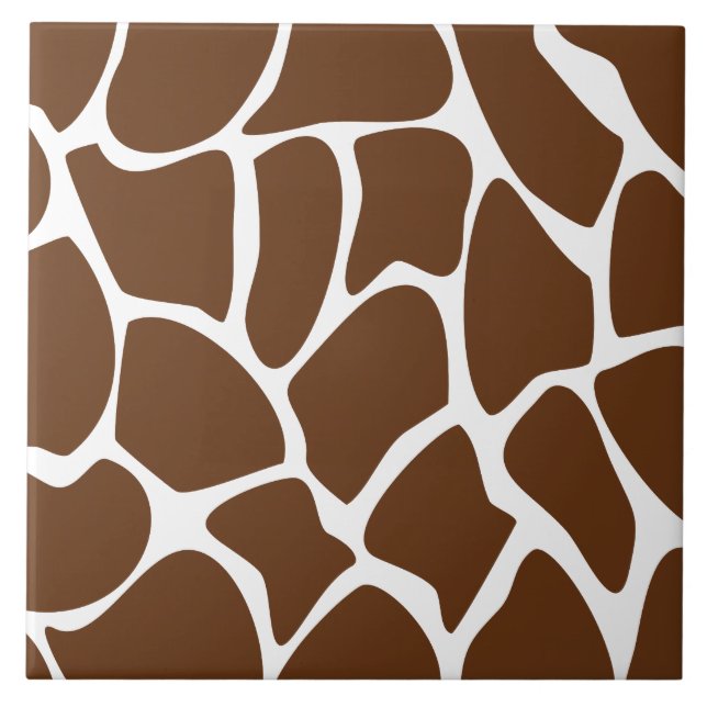 Giraffe Print Pattern in Dark Brown. Tile (Front)