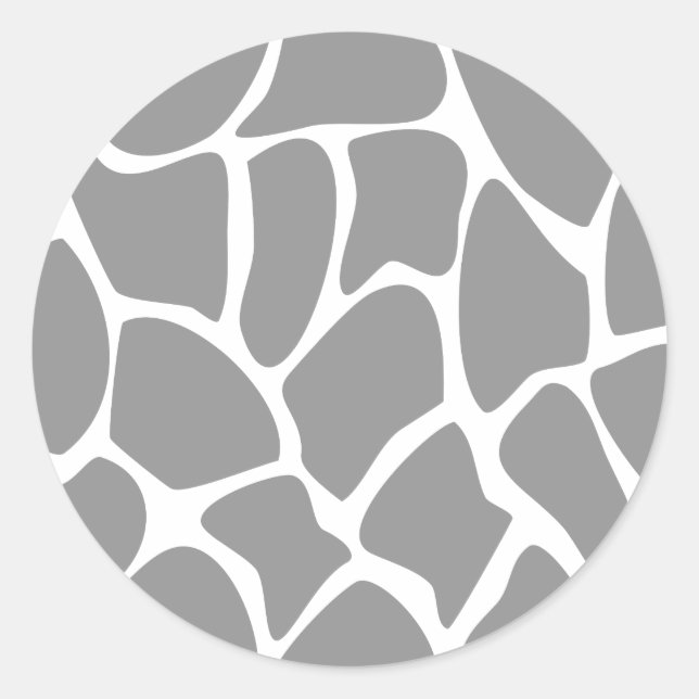 Giraffe Print Pattern in Grey. Classic Round Sticker (Front)