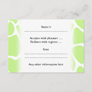 Giraffe Print Pattern in Light Lime Green. RSVP Card