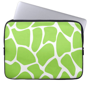 Giraffe Print Pattern in Lime Green. Laptop Sleeve