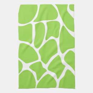 Giraffe Print Pattern in Lime Green. Tea Towel