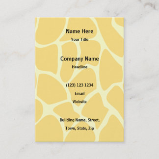 Giraffe Print Pattern in Yellow. Business Card