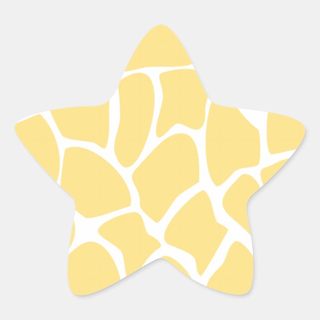 Giraffe Print Pattern in Yellow. Star Sticker (Front)