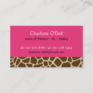 giraffe print pink mummy card