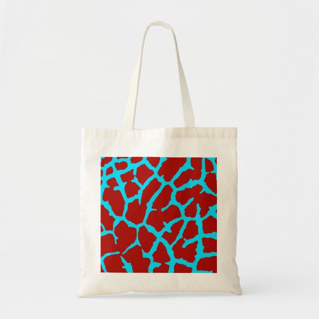 Giraffe Print Red Cyan Tote Bag (Front)