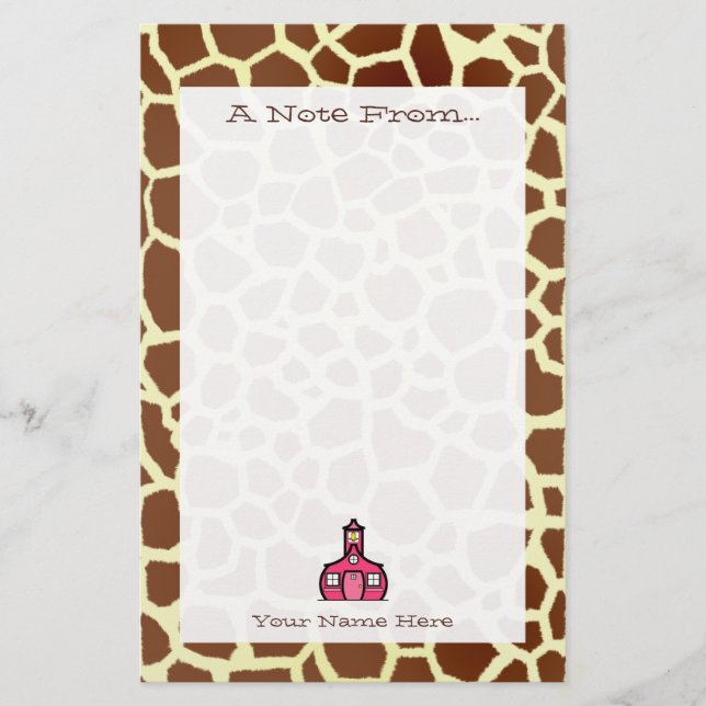 Giraffe Print Teacher Stationery (Front)