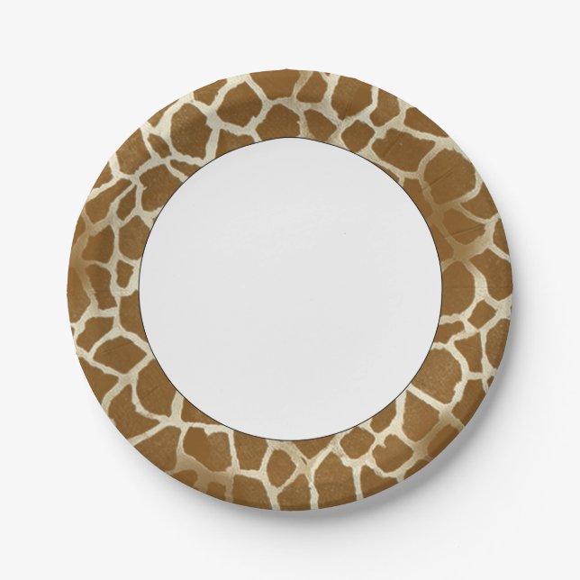 Giraffe Print White Centre Paper Plates (Front)
