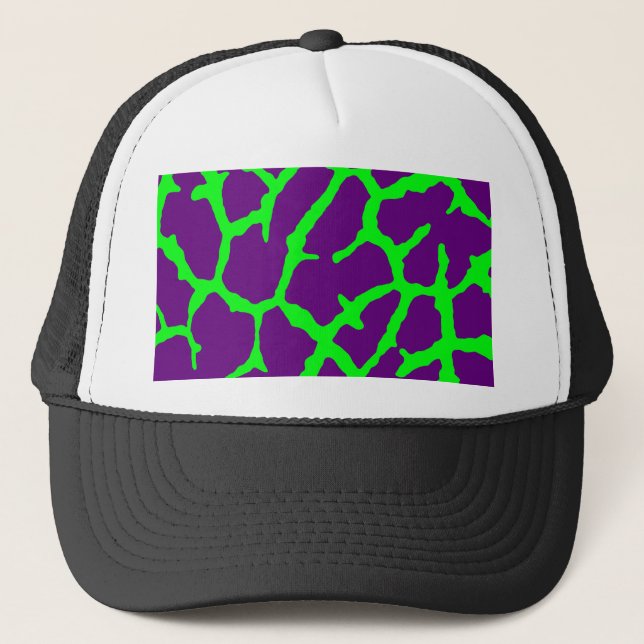 Giraffe Print Wine Lime Trucker Hat (Front)