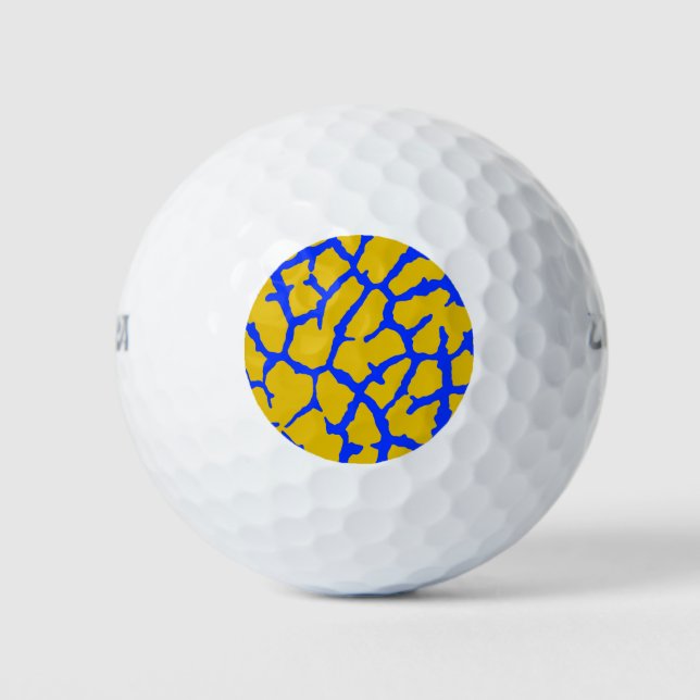 Giraffe Print Yellow Blue Golf Balls (Front)