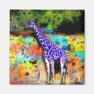 Giraffe Purple Psychedelic Magnet