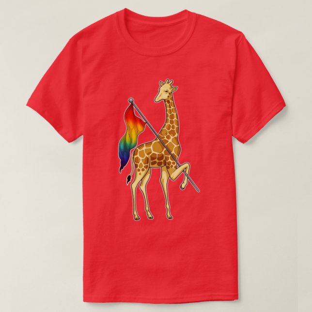 Giraffe Rainbow Flag T-Shirt (Design Front)