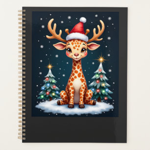 Giraffe Reindeer Hat Santa Christmas Tree Funny Xm Planner