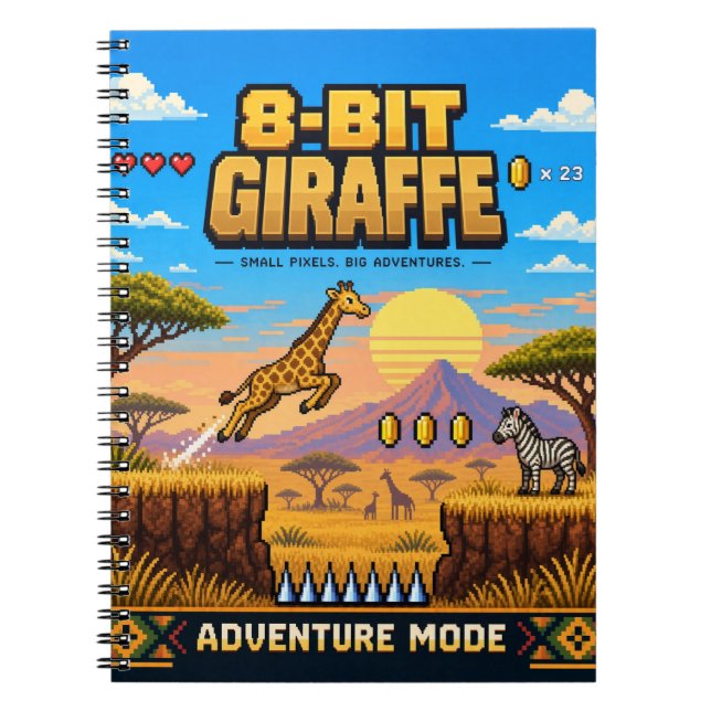 Giraffe, Retro 8-Bit Pixel Art Notebook (Front)