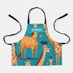 Giraffe Retro Colourful Personalised Pattern Apron