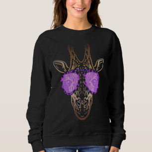 Giraffe Retro Purple Leopard Print Sunglasses  Gra Sweatshirt
