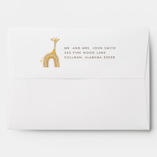 Giraffe Return Address on Back Flap Envelope (Back (Top Flap))