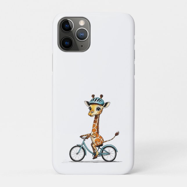 Giraffe Riding a Bicycle – Hand-Drawn Pencil Art Case-Mate iPhone Case (Back)