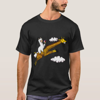 Giraffe Riding Llama T-Shirt