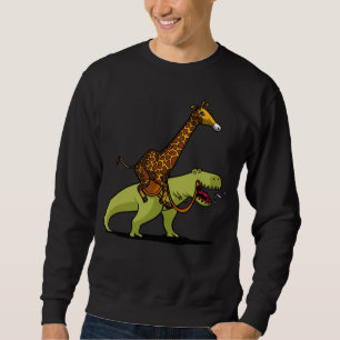 Giraffe Riding T-Rex Dinosaur Funny Animals Sweatshirt