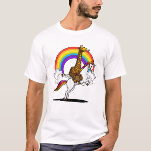 Giraffe Riding Unicorn Magical Rainbow Funny Boys T-Shirt